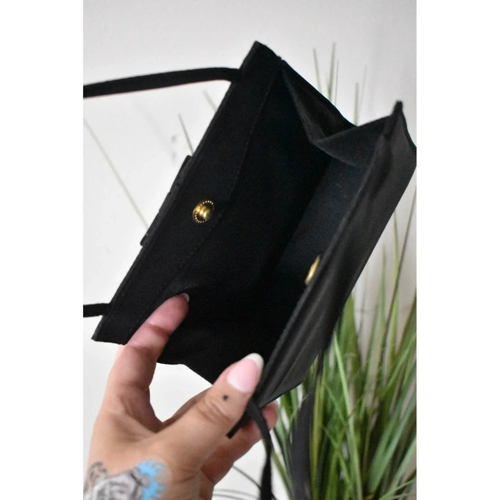 Handbag Women Small Black Y2K Shimmer Glitter Bow Evening Bag Square